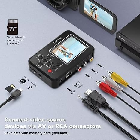 Video to Digital Converter, Mini Video Capture Device, Record Video from DVD, VCR's, VHS Tapes, Hi8, RCA, TV Box, Camcorder and Gaming System
