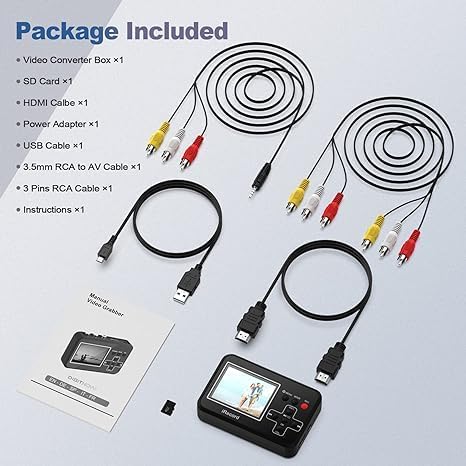 Video to Digital Converter, Mini Video Capture Device, Record Video from DVD, VCR's, VHS Tapes, Hi8, RCA, TV Box, Camcorder and Gaming System