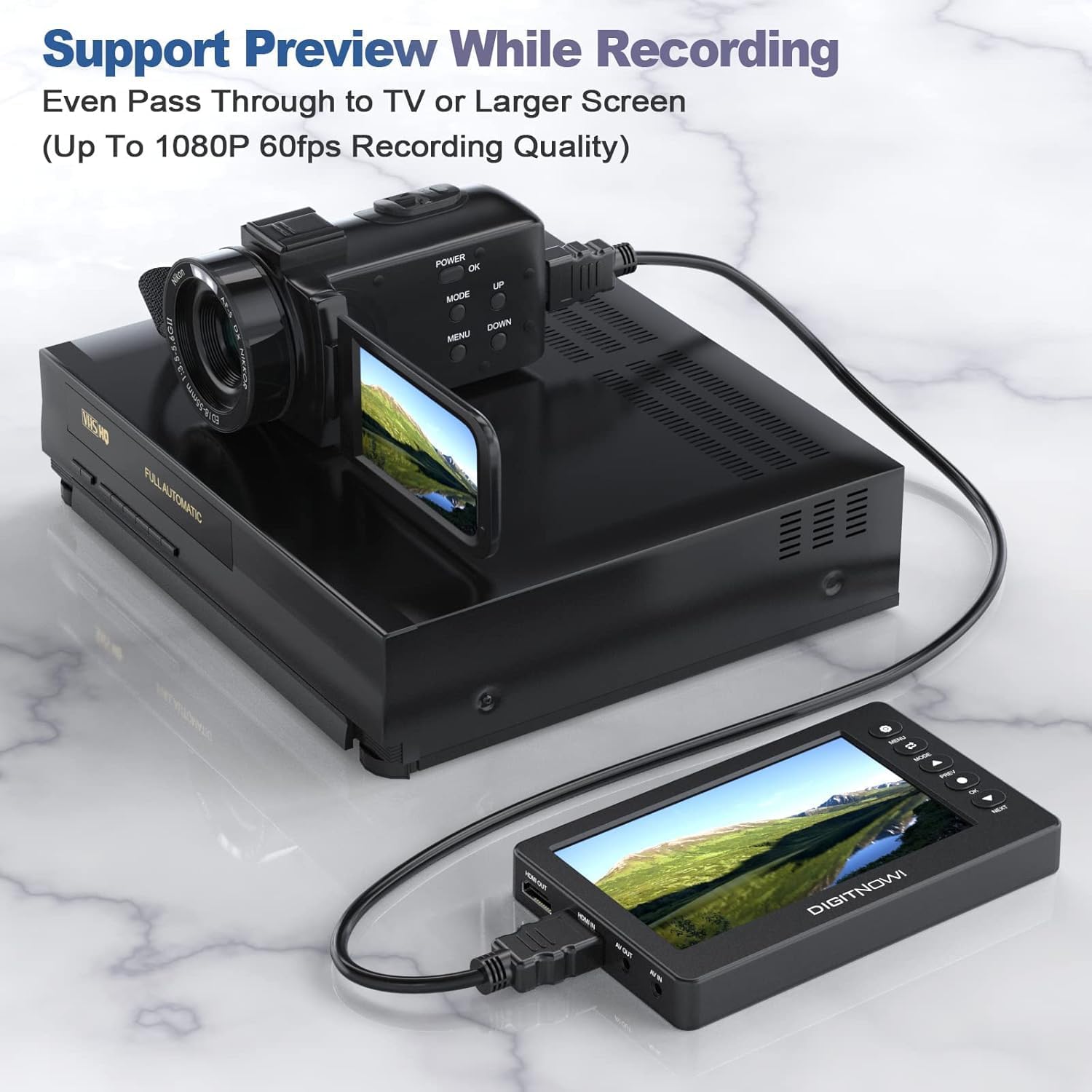 Video to Digital Converter 3.0, VHS to Digital Converter, Video Recorder Capture with 5" OLED Screen, Convert VHS to Digital, AV&HDMI Reocord from VHS, DVD, VCR, Hi8, Camcorders, TV BOX &Gaming System 