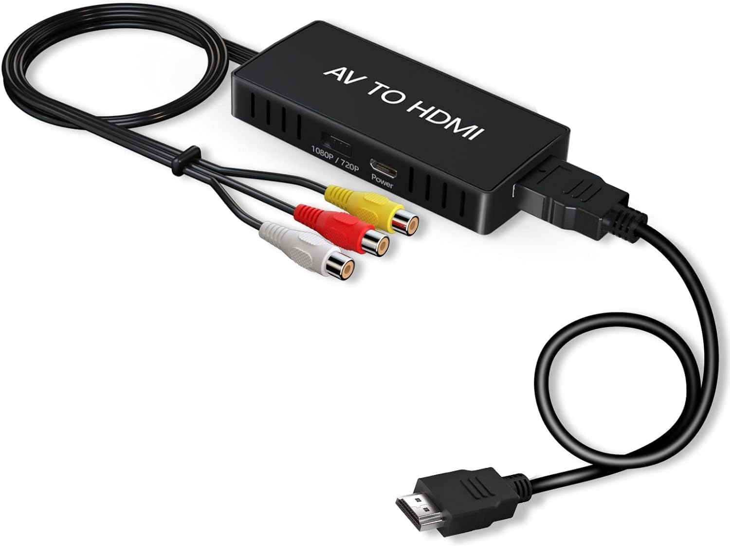 RCA to HDMI Converter, AV to HDMI Converter Adapter, Composite to HDMI Converter, Wii/PS2/VHS/VCR/DVD/X box/n64 to HDMI Converter for New TV, Support PAL/NTSC, 720P/1080P