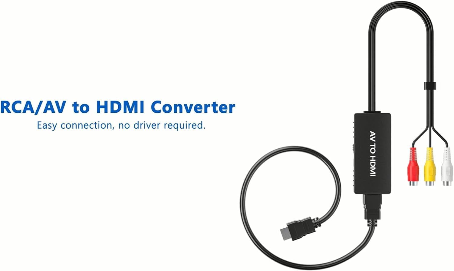 RCA to HDMI Converter, AV to HDMI Converter Adapter, Composite to HDMI Converter, Wii/PS2/VHS/VCR/DVD/X box/n64 to HDMI Converter for New TV, Support PAL/NTSC, 720P/1080P