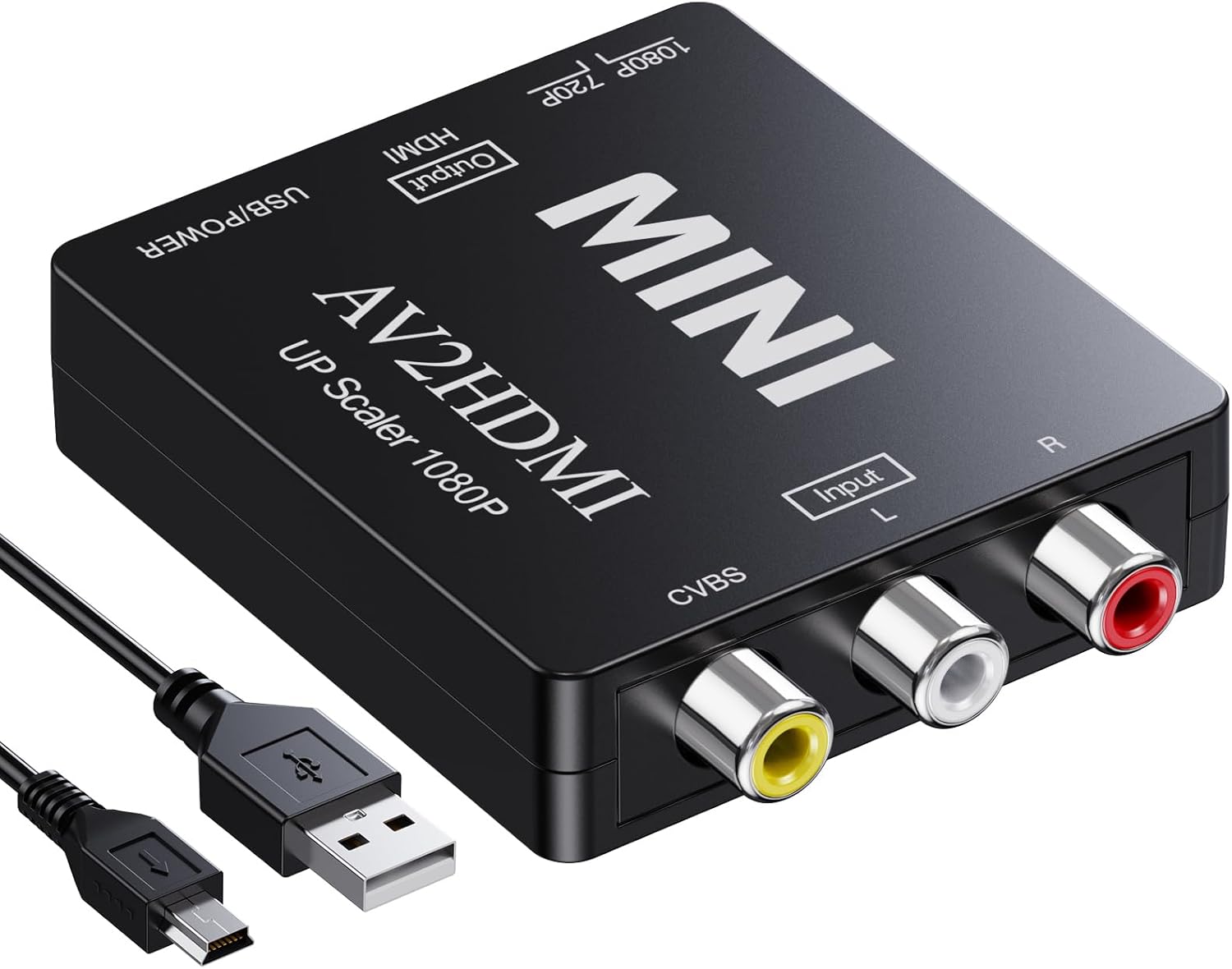 RCA to HDMI Converter, AV to HDMI Converter, 1080P Mini RCA AV Composite Video Audio to HDMI Converter Adapter Supporting PAL/NTSC for TV/Wii/PC/PS 123/ STB/Xbox/VHS/VCR/Blue-Ray DVD Players