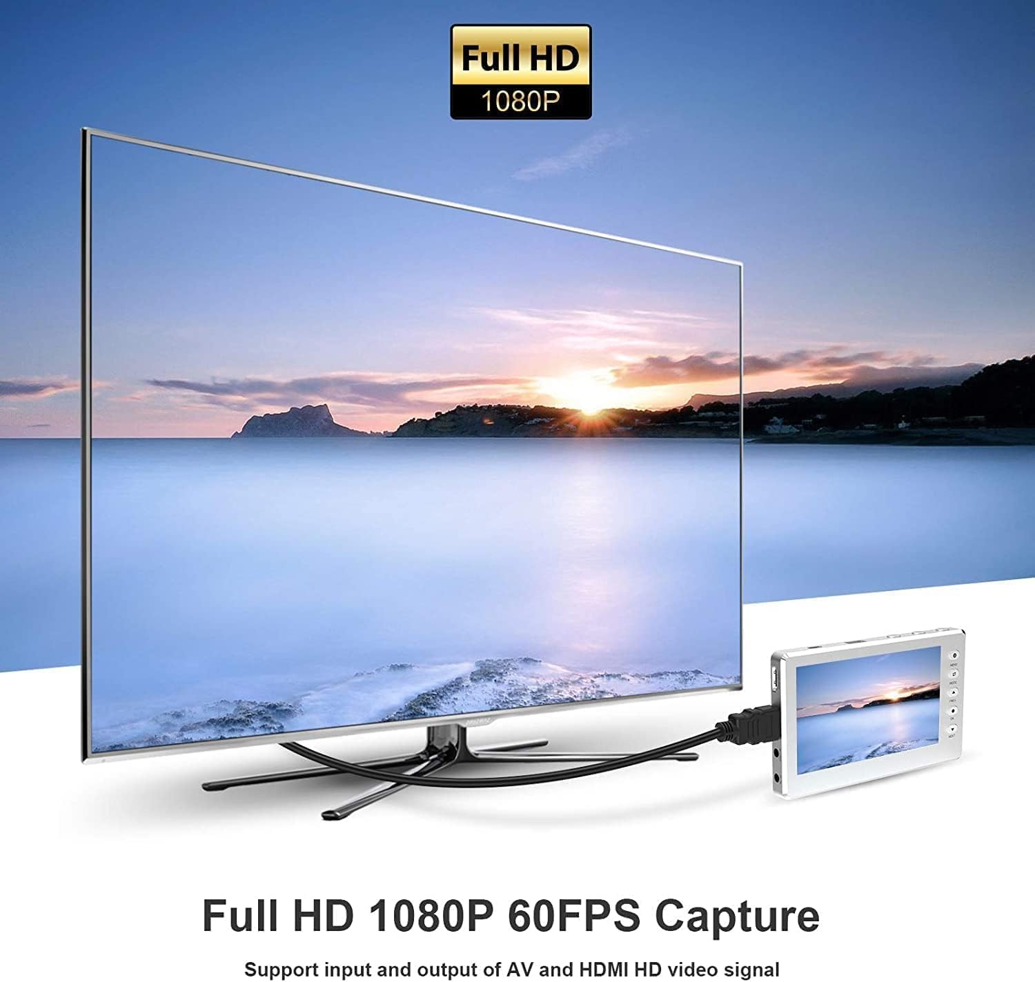 Video to Digital Converter 3.0, 5" Large Screen VHS to Digital Converter, 1080P Analog to Digital Video Converter, Video Recording from VCR, VHS, DVD, Tapes, Hi8, Camcorders, Gaming Systems