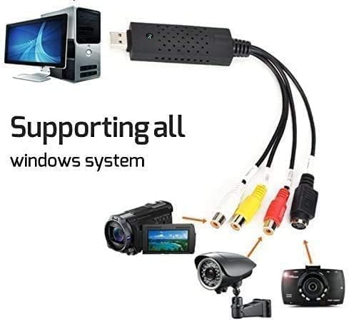 VHS to Digital Converter,RCA to USB Audio Video Converter,USB 2.0 Video Capture Card,Convert VHS to Digital from VHS VCR Mini DV Hi8 DVD for MAC/PC