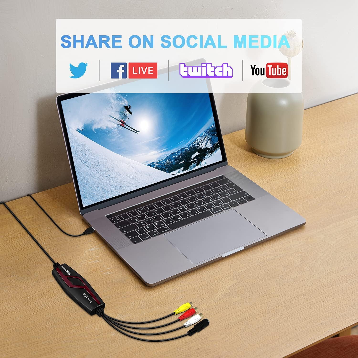 Video Capture Card USB 2.0, RCA to USB Video Capture Device, Digital Video Converter Grabber to Save Digital Files for Your Mac OS X Windows 7 8 10 PC, One Touch VHS VCR TV to DVD