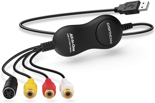 DigitPro Video Capture, VHS to Digital Converter, USB 2.0 Video Capture Device, VCR to Digital Converter, RCA to USB Converter, Video Grabber for MAC/PC/TV/Camcorder, MAC OS Windows Compatible