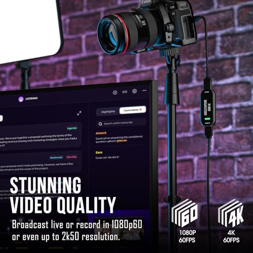 Cam Link 4K External Camera Capture Card USB 3.0HDMI Capture Card for DSLR Camcorder Low-Latency Actioncam as Webcam in 2K50/1080p60 for Video Conferencing Live Streaming Gaming on OBS/Zoom