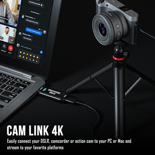 Cam Link 4K External Camera Capture Card USB 3.0HDMI Capture Card for DSLR Camcorder Low-Latency Actioncam as Webcam in 2K50/1080p60 for Video Conferencing Live Streaming Gaming on OBS/Zoom