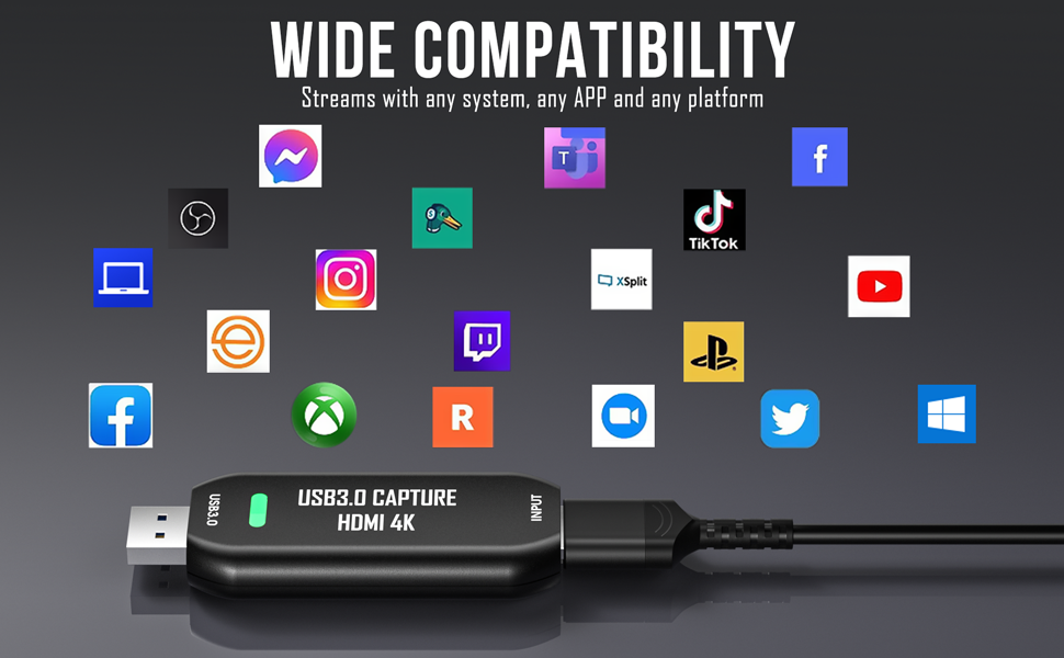 Cam Link 4K External Camera Capture Card USB 3.0HDMI Capture Card for DSLR Camcorder Low-Latency Actioncam as Webcam in 2K50/1080p60 for Video Conferencing Live Streaming Gaming on OBS/Zoom