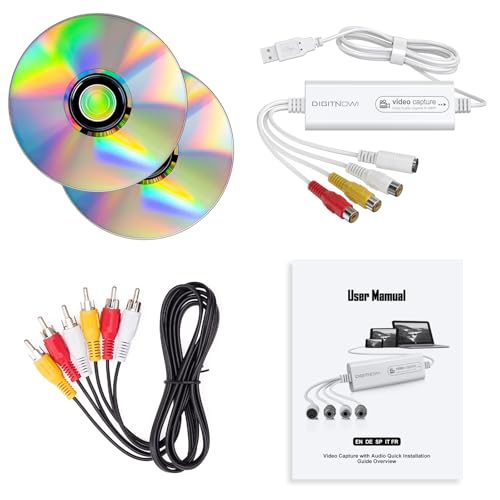 DigitPro VHS to DVD Wizard with USB Video Grabber, USB Video Capture Card, RCA to USB Converter, Hi8 Mini DV to DVD Converter for Tape Player Camcorder Camera PC TV, Windows Mac OS Compatible