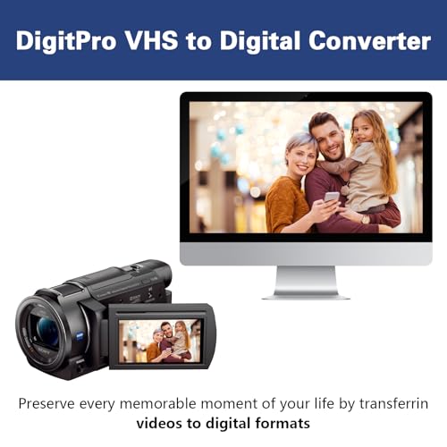 DigitPro VHS to DVD Wizard with USB Video Grabber, USB Video Capture Card, RCA to USB Converter, Hi8 Mini DV to DVD Converter for Tape Player Camcorder Camera PC TV, Windows Mac OS Compatible