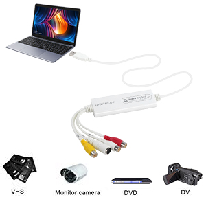 DigitPro VHS to DVD Wizard with USB Video Grabber, USB Video Capture Card, RCA to USB Converter, Hi8 Mini DV to DVD Converter for Tape Player Camcorder Camera PC TV, Windows Mac OS Compatible
