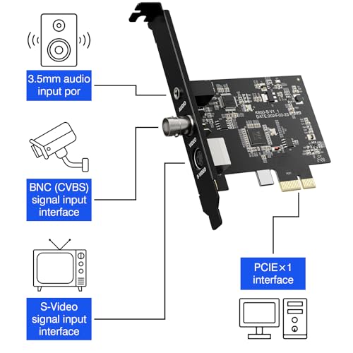DigitPro PCIE Express Video Capture Board, PCIE Video Capture Card, Support Windows 7, 10, 11 and Linux Systems