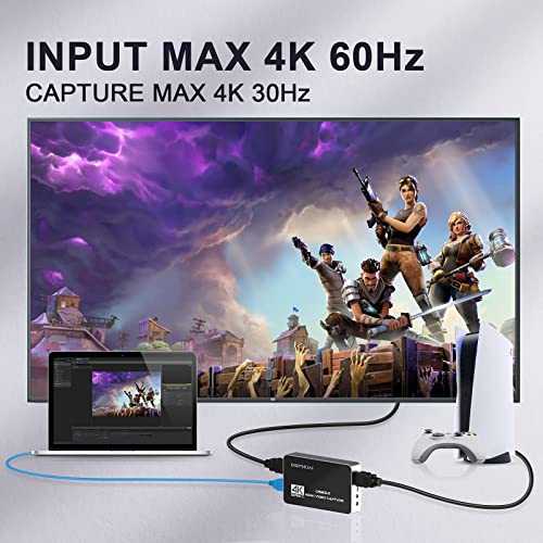 DigitPro Capture Card 4K 60FPS, Video Capture Card, USB3.0 HDMI Capture CardGame Capture for Streaming Recording, Work with PS4 PS5 X Box OBS Twitch, PC Windows Mac Linux Android Compatible