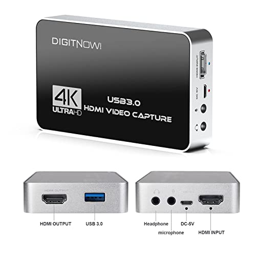 DigitPro Capture Card 4K 60FPS, Video Capture Card, USB3.0 HDMI Capture CardGame Capture for Streaming Recording, Work with PS4 PS5 X Box OBS Twitch, PC Windows Mac Linux Android Compatible