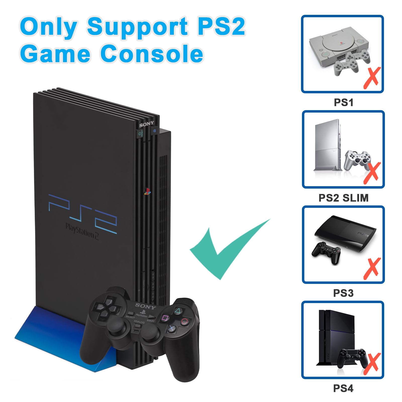 PS2 to HDMI Converter Adapter, HDMI Cable for PlayStation 2 Console, Audio Video Converter for HDTV HDMI Monitor, Plug and Play with 3.5mm Audio Output and USB Power Cable