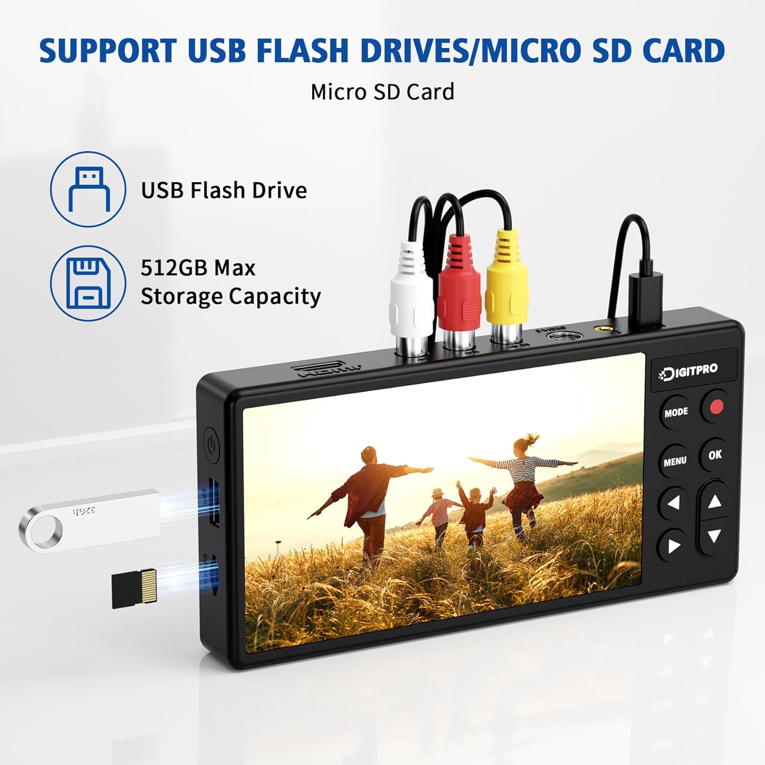 VHS to Digital Converter 3.0, 5” HD Video to Digital Recorder, Convert Video & Audio from Analog VCR, DVR, DVD, Hi8, Mini DV, Camcorder Cassette Tapes (Tapes/DVD Player Needed)