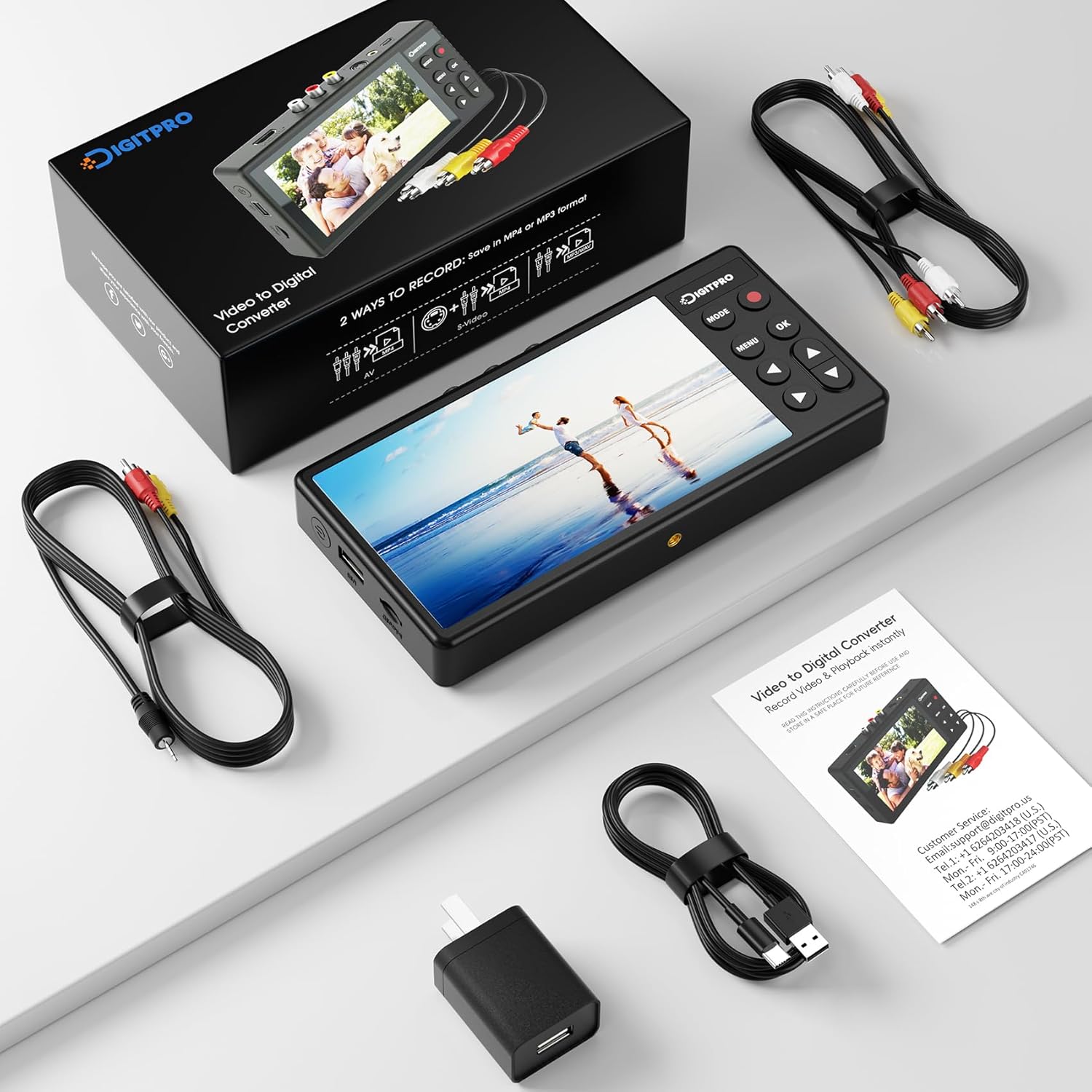 VHS to Digital Converter 3.0, 5” HD Video to Digital Recorder, Convert Video & Audio from Analog VCR, DVR, DVD, Hi8, Mini DV, Camcorder Cassette Tapes (Tapes/DVD Player Needed)