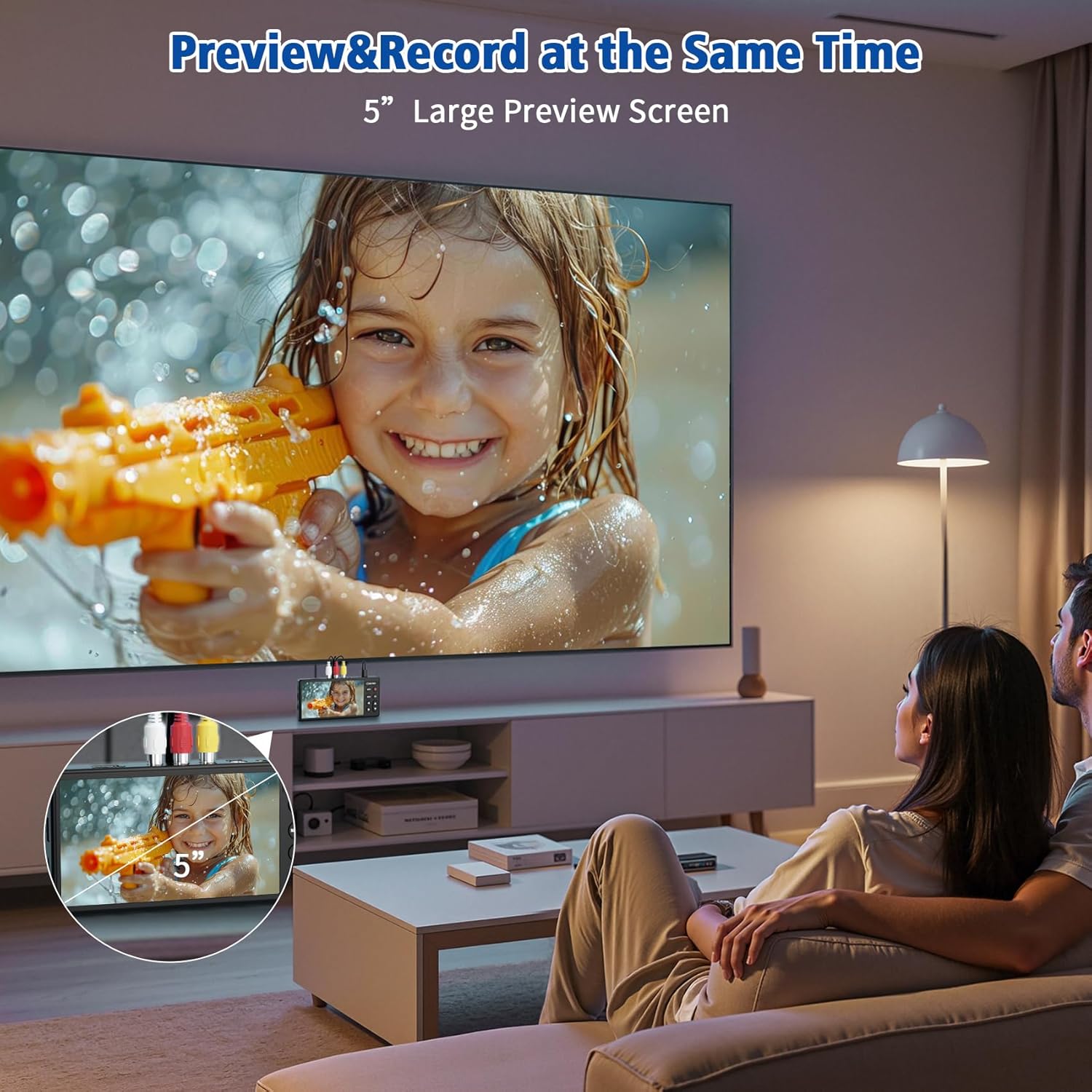 VHS to Digital Converter 3.0, 5” HD Video to Digital Recorder, Convert Video & Audio from Analog VCR, DVR, DVD, Hi8, Mini DV, Camcorder Cassette Tapes (Tapes/DVD Player Needed)