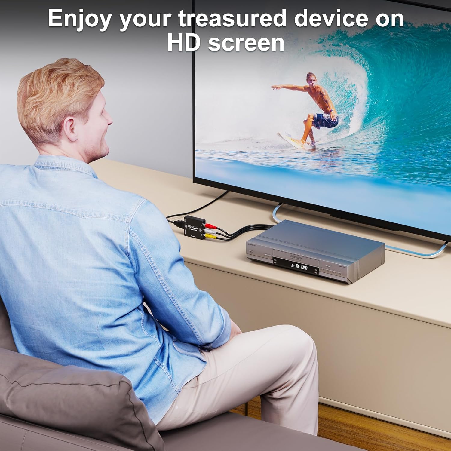 RCA to HDMI, AV to HDMI Converter, 1080P Mini RCA Composite CVBS Video Analogue Converter Adapter Connector Support PAL/NTSC for TV/PC/ PS3/ STB/Xbox VHS/VCR/Blue-Ray DVD Players