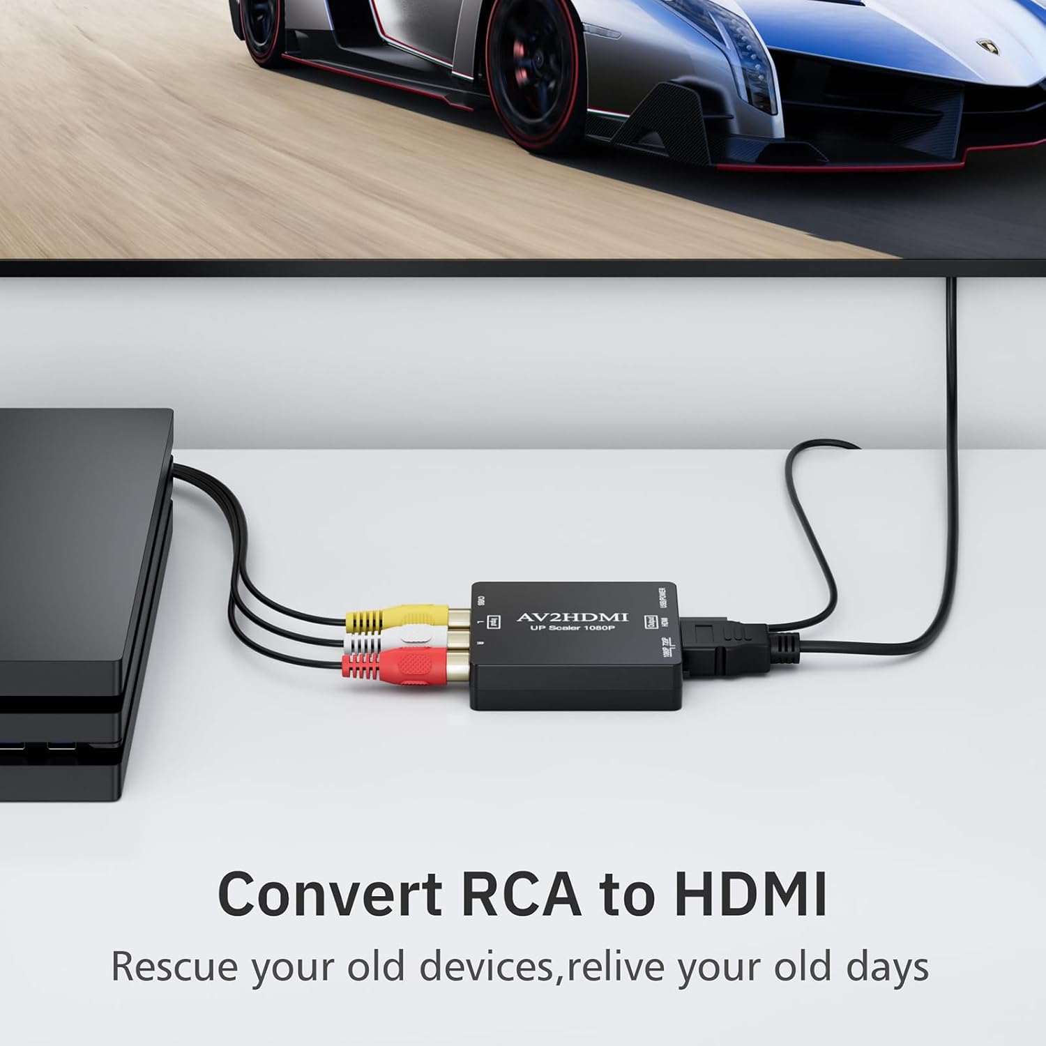AV to HDMI Converter, RCA to HDMI Converter, 1080P Mini RCA Composite CVBS Audio Video Converter Supports PAL/NTSC Compatible with PC/Laptop/Xbox /PS4 /TV/STB/VHS/VCR/Blue-Ray
