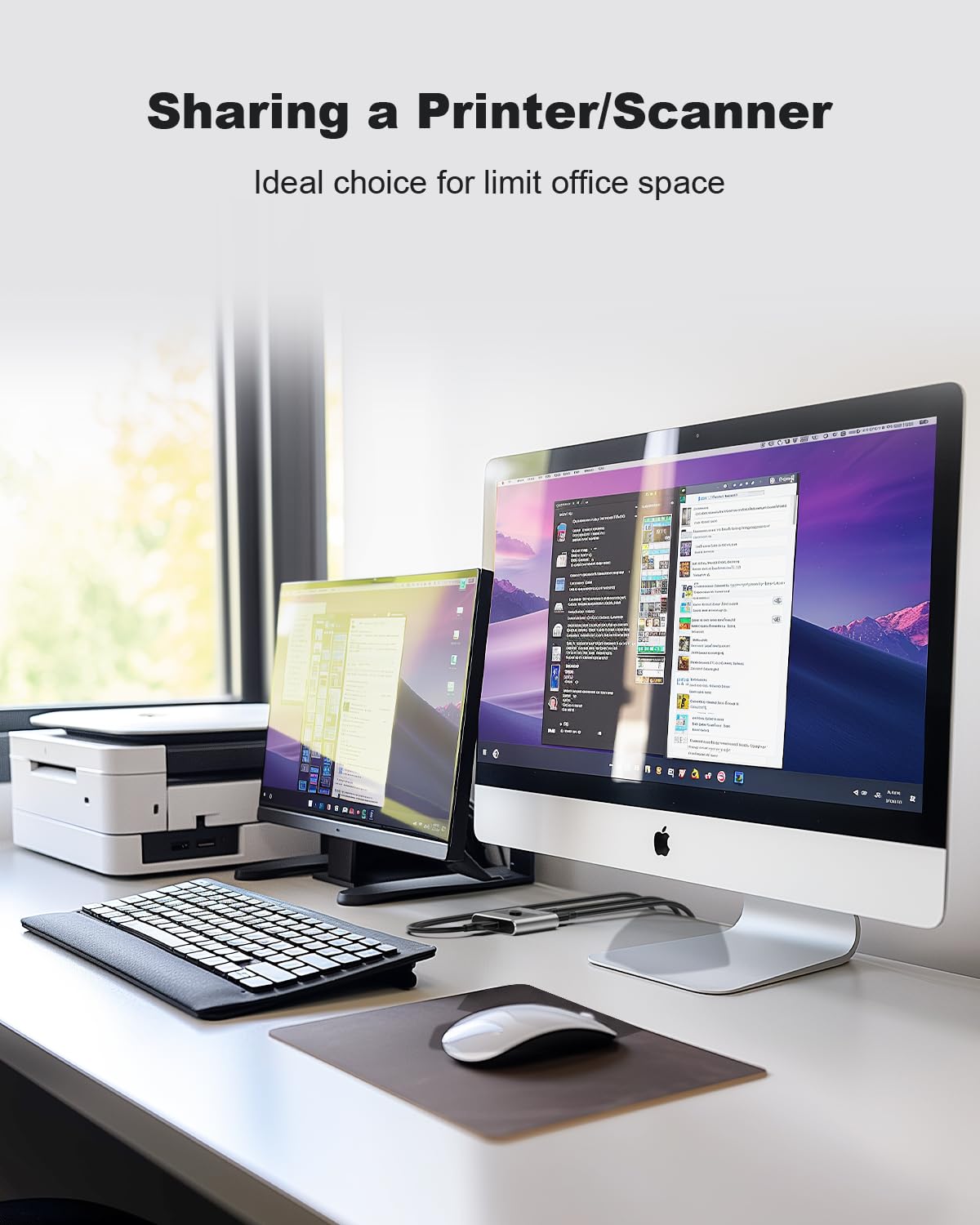 Aluminum USB 3.0 Switch, Bi-Directional 2 in 1 Out / 1 in 2 Out - Share 1 Device for Printer, Keyboard - Includes 2 USB 3.0 Cables (4.9ft)