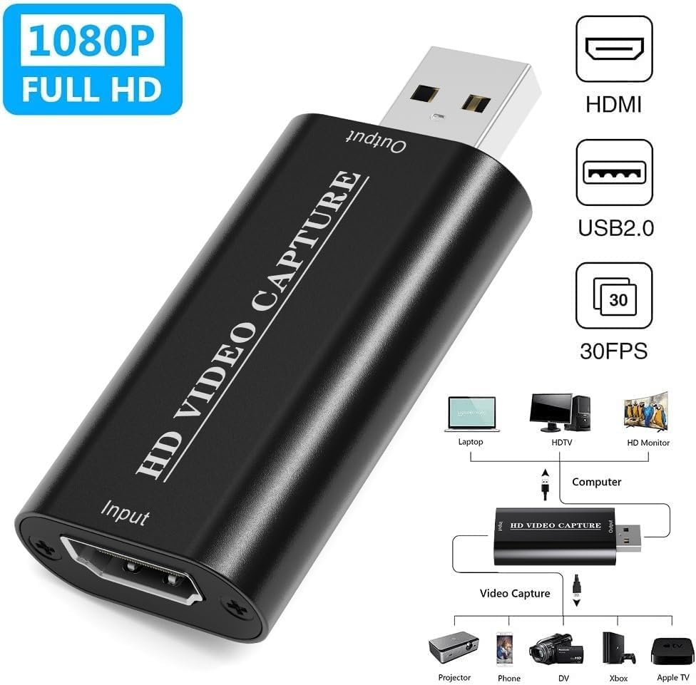 VIXLW 4K HDMI Video Capture Card, Cam Link Card, HDMI to USB 2.0 Game Audio Adapter, Record Capture Device for Streaming, Teaching, Gaming, Live Broadcasting, Video Conference