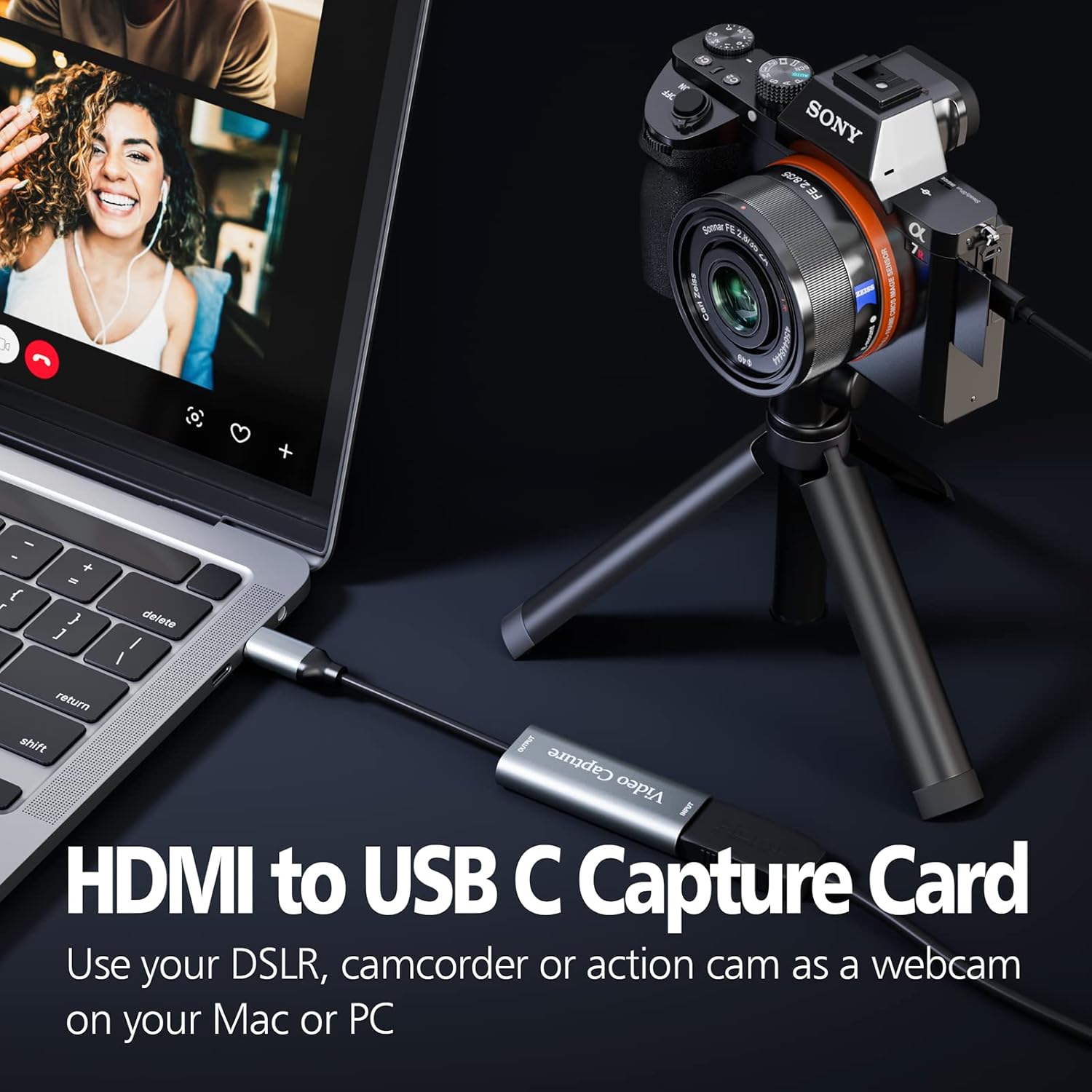 Video Capture Card, USB3.0 HDMI to USB C Capture Card, 4K 1080P 60FPS, Video Recording Card for Gaming Live Streaming, for Windows/Mac OS System with USB C Adapter to Adjust PS4, Switch, Xbox